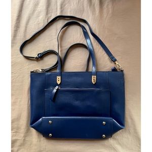 Royal Blue Crossbody Tote with Gold Accents